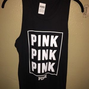 Black w/ white details PINK tank top Razorback