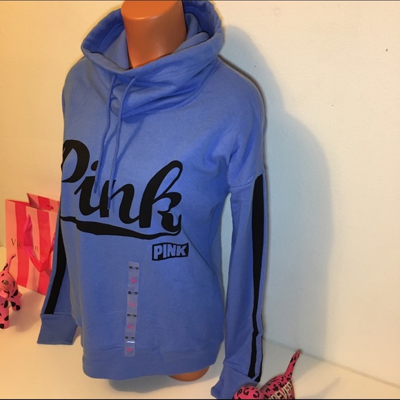 NEW PINK VS COWL NECK LOGO SWEATSHIRT - Picture 2 of 4