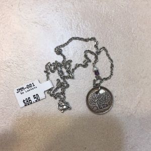 Small tree and love necklace w/ small white pearl