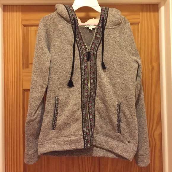 Marled gray zip up American Eagle hoodie