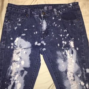 Splattered blue jeans