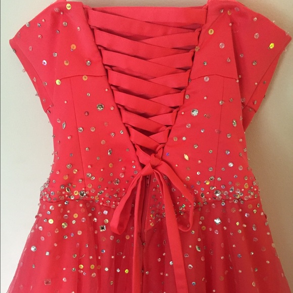 Strapless Coral Full-length Prom Dress - Picture 2 of 4