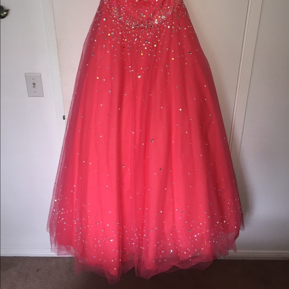 Strapless Coral Full-length Prom Dress - Picture 4 of 4