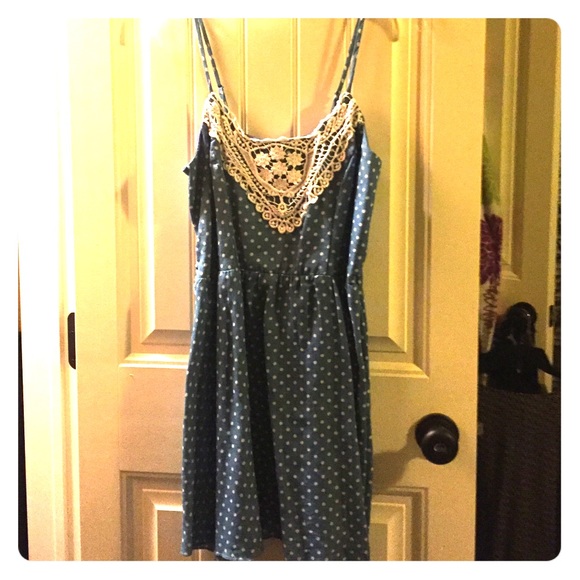 PRICE DROP!!! Blue lacy polka dot dress.