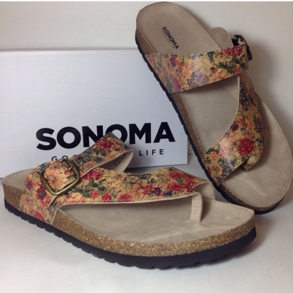 NIB Sonoma anatomical footbed floral thong sandal