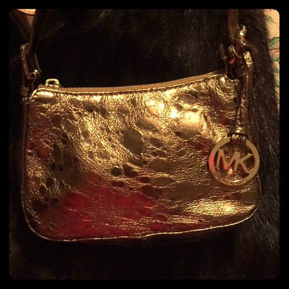 Michael Kors Bronze/Gold Leather Clutch