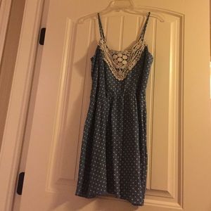 Blue dress with polka dots