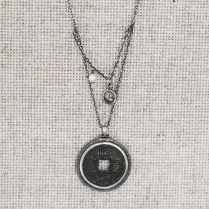 Silpada Coin & Pearl Silver Necklace