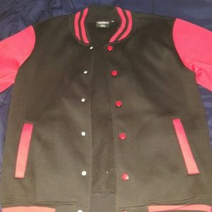 Black and red Varsity jacket