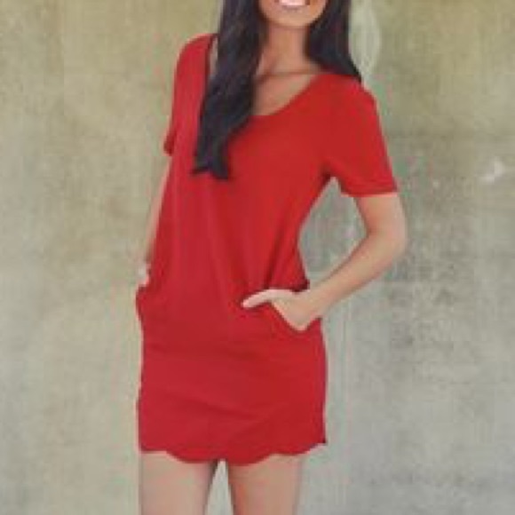 Red Scalloped Dress