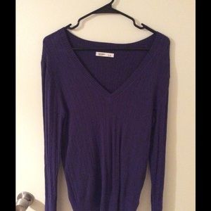 V neck purple knit sweater