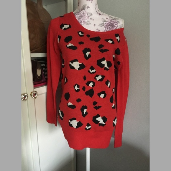 Red cheetah print sweater