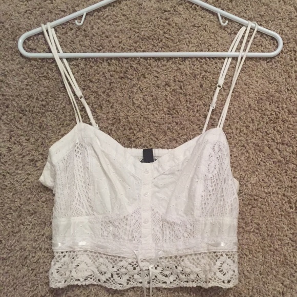 White lace crop top