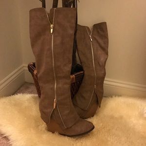 Wedge heel knee boots  fits size 7-7 1/2