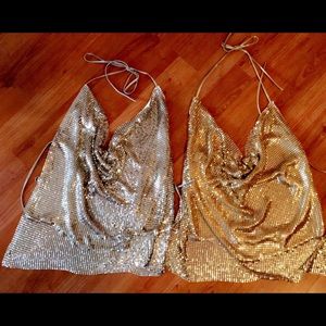 ❌❌SOLD❌❌ Metal Mesh tops gold and silver