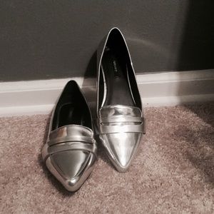 Silver Pointy Loafers