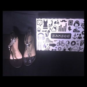 Size 8 silver sandals with rhinestones-