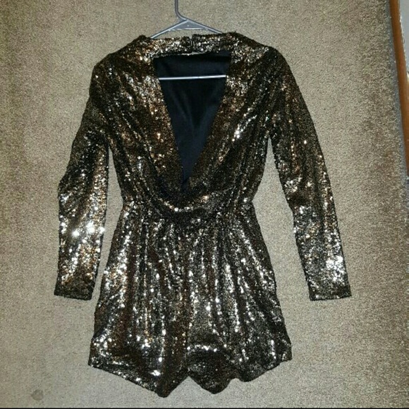 SEQUIN LONG SLEEVE ROMPER - Picture 3 of 4