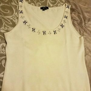 Top, tank style, beaded neckline
