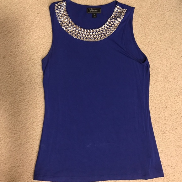 Beautiful royal blue tank w/rhinestones