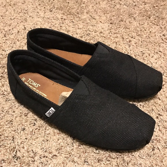 TOMS black burlap Mens Classics