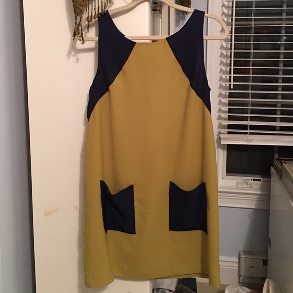 Unique olive green and navy blue dress - Picture 1 of 2