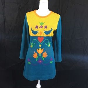 Color blocking vintage sweater dress