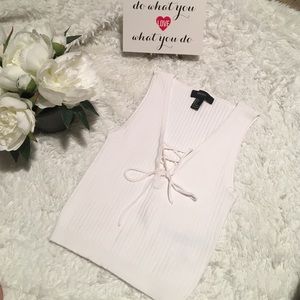 NWOT Ribbed Lace Up Crop Top