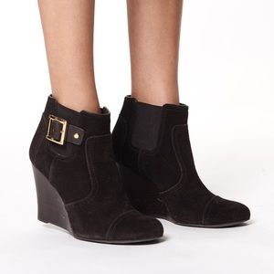 Tory Burch Brown Suede Wedge Booties