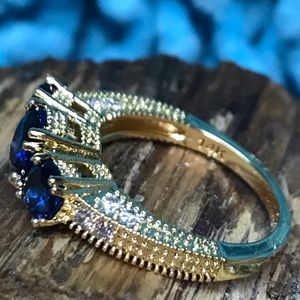 Natural 2.66CT Sapphire Diamond 14K Yellow Gold