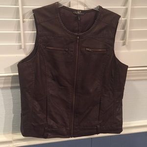 Brown Faux Leather Vest