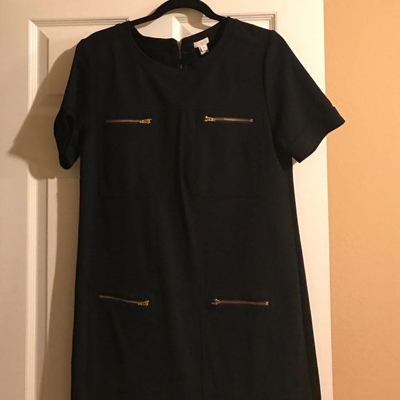 Classic J. Crew career dress-Black w/gold zippers