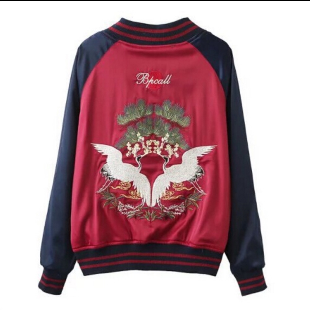 Reversible satin bomber jacket