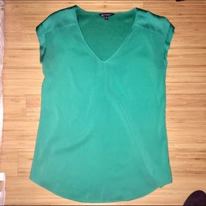 Emerald Green Satin Texture short sleeve top