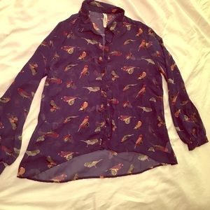 Love Audrey sheer hummingbird blouse