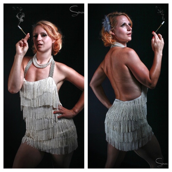 Handmade fringe dress with rhinestone straps - Picture 1 of 2