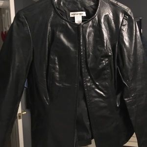 black leather jacket