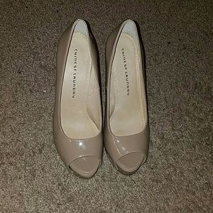 Nude Peep-Toe Patent Leather shoe w/5 inch heel