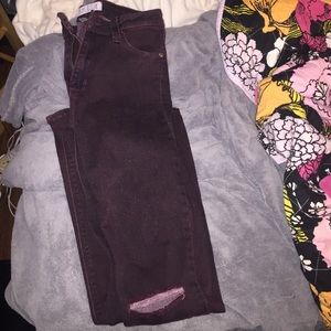 Dark Burgundy skinny high waisted pants