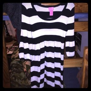 Girls striped black and white dress