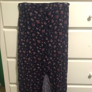 Side slit button down floral maxi skirt