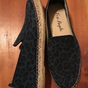Free People Suede Leopard Espadrille Slip-On Shoes