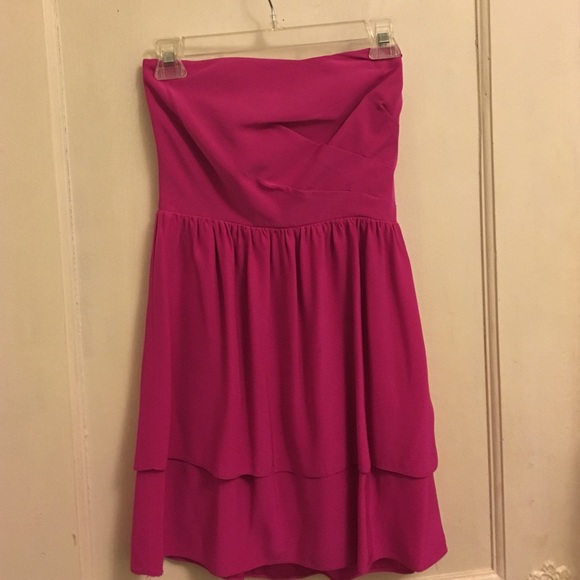 Hot pink strapless dress