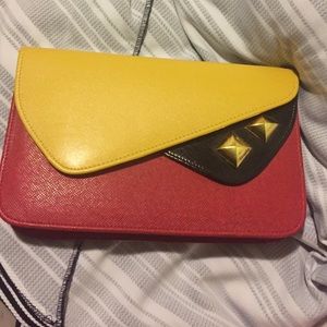 Cute yellow and red interchangeable clutch/purse