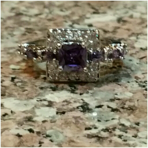 (SOLD) Amethyst and White Sapphire Ring Size 7 - Picture 2 of 4