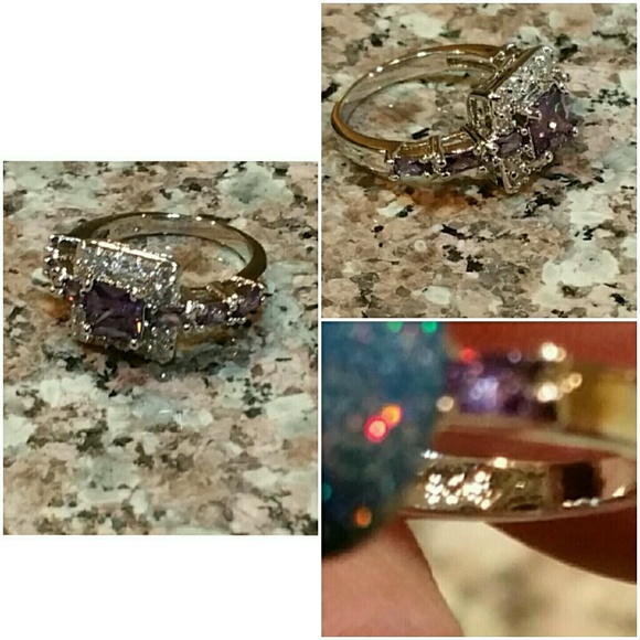 (SOLD) Amethyst and White Sapphire Ring Size 7 - Picture 3 of 4