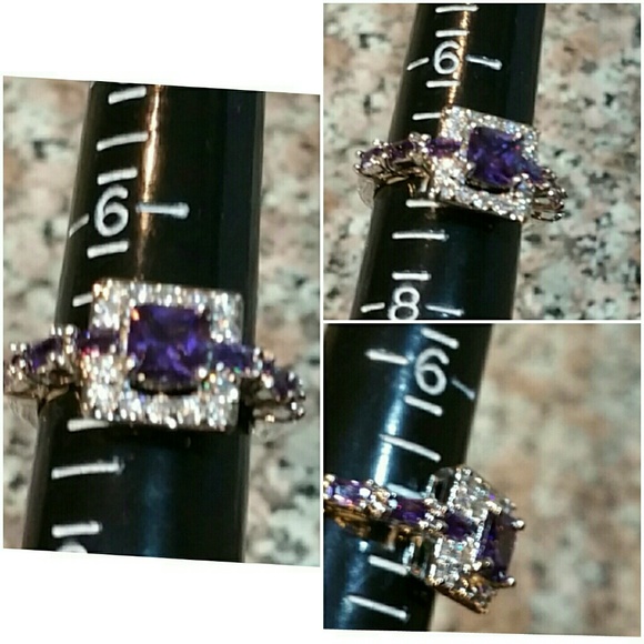 (SOLD) Amethyst and White Sapphire Ring Size 7 - Picture 4 of 4