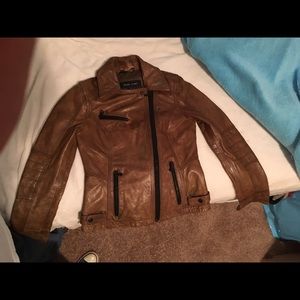 Brown women's leather jacket