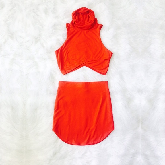High Neck 2 Piece Top & Skirt