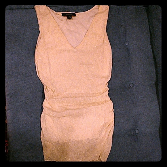 Express Shimmery gold 2- layer V-neck tank